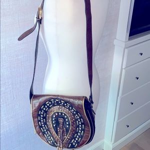 El Vaquero Vintage messenger crossbody leather bag